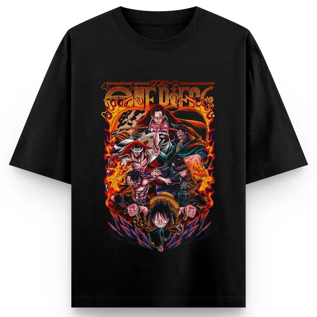 One Piece Anime Printing Oversized Cotton Tshirt Men and Women Comfortable Harajuku Trend Y2K Summer Absorb Sweat Tshirt