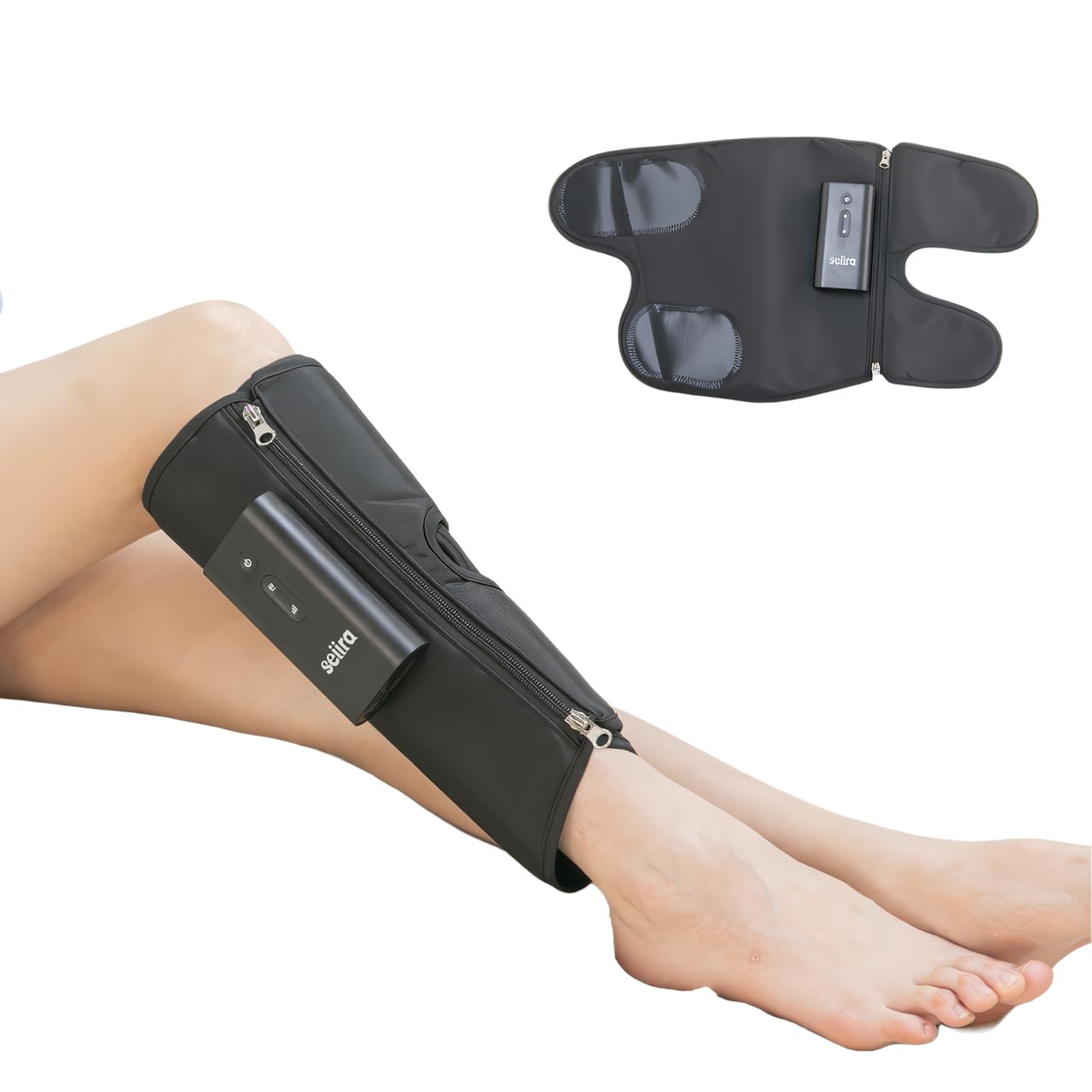 

Seiira Уход за икрами Беспроводное устройство с 4 Независимо управляемыми 3 Интенсивности 3 Температуры Икры Бедра Стопы Ноги Регулируемый USB чёрный