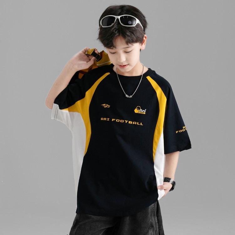 Boys  Summer Korean Style Color Block Sports T-Shirt 130 cm