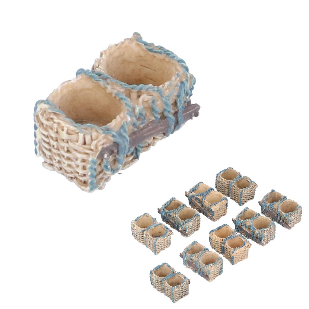 10PCS Miniature Rattan Basket Ornaments Simulation Basket Micro Landscape Bonsai Decoration