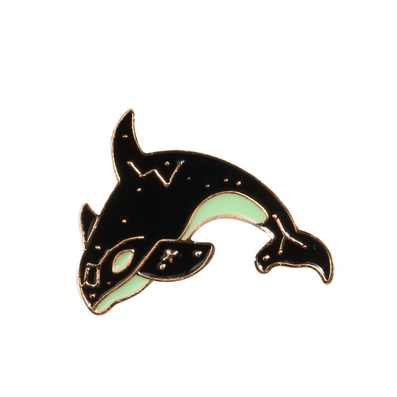 Romantic Constellations Lonely Alice Whale Shark Starry Moon Pin Brooch Enamel Lapel Pins BackPack Badge Brooches Cute Jewelry
