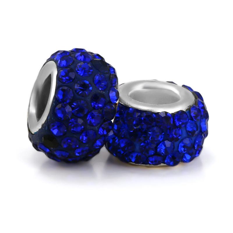 Silver Plated Macroporous Resin Glass Beads for Charms Bracelet Necklace Keychain Women Girls Jewelry Gifts