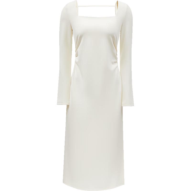 ONLY 2024 Autumn Retro Square Neck Slit Long Dress