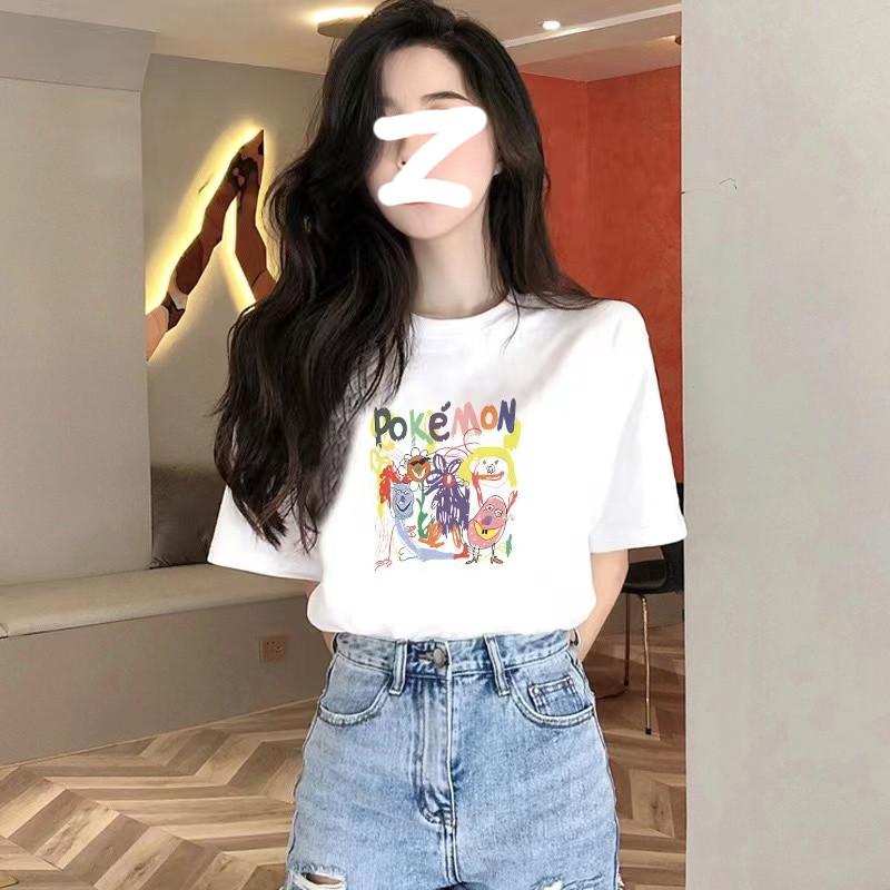 Black Graffiti Print T-shirt Women's Crew Neck Short Sleeve 2025 Summer New Small Pure Cotton Loose Foreign Style Top