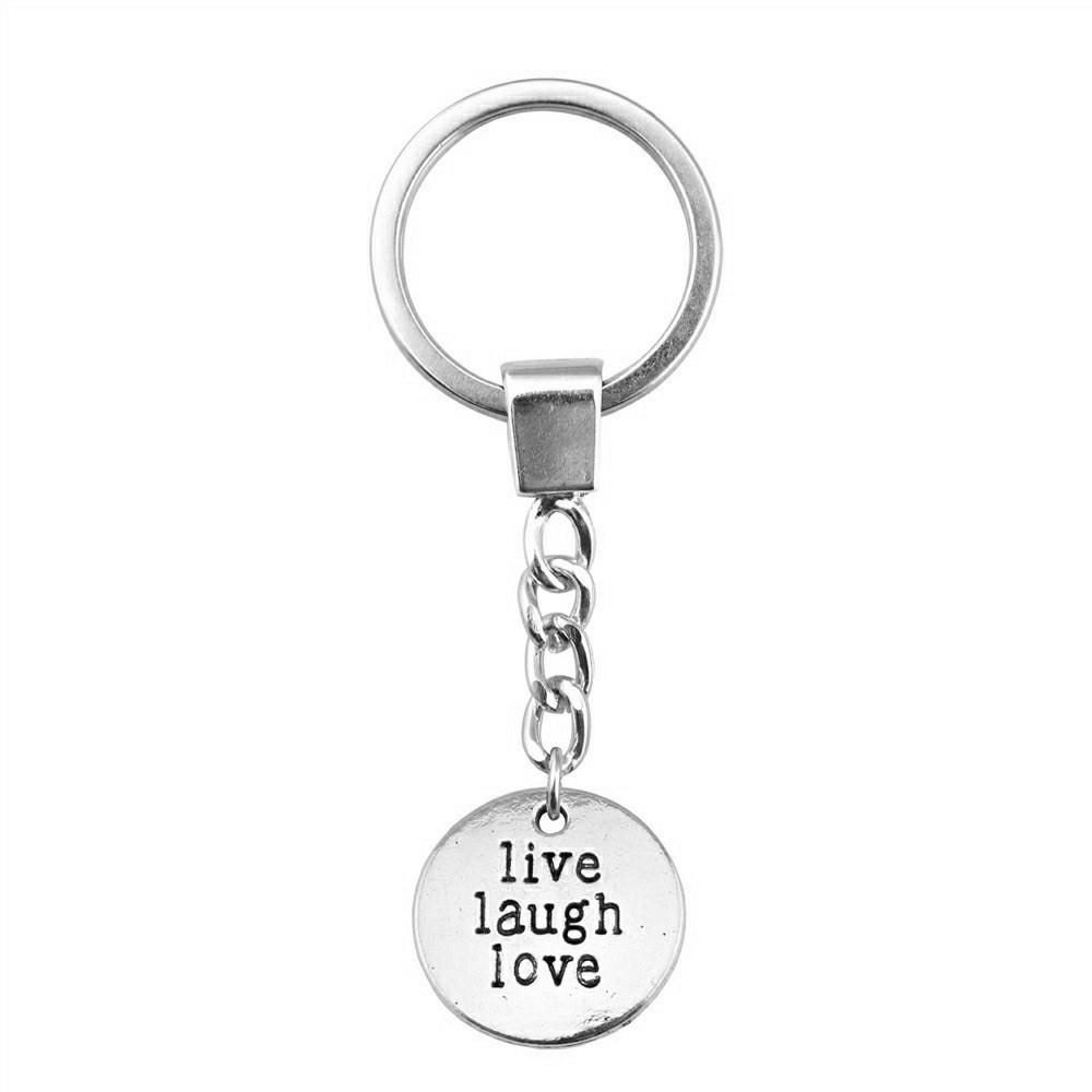 OM Symbol Letter Keychain Tags Yoga Themed Charm Key Holder 30mm Ring