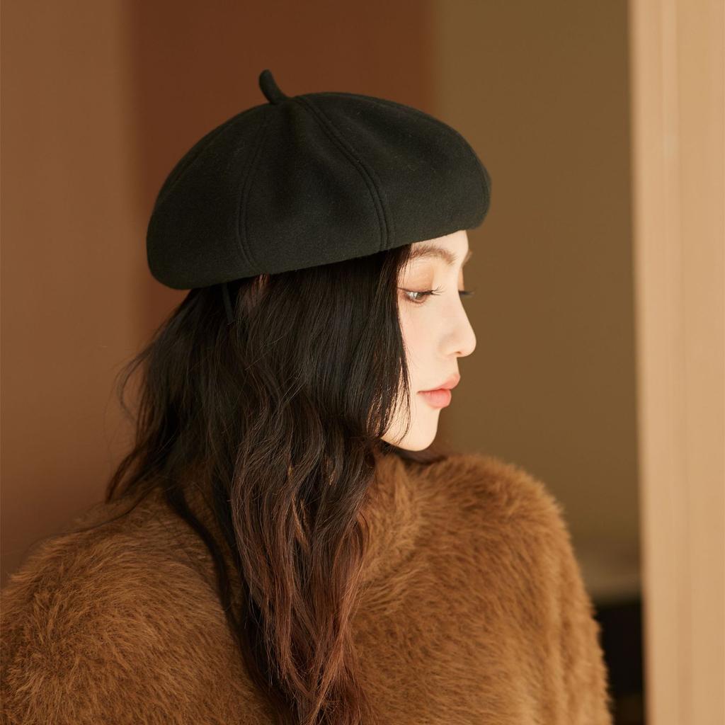 Beret Women's Spring and Autumn New Brown Painter Hat Autumn and Winter Star Anise Hat