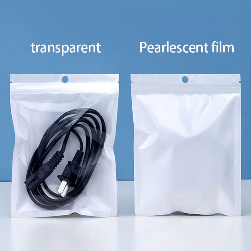 

100 шт. белая перламутровая пленка Инь Ян самозапечатывающийся мешок прозрачный утолщенный с отверстием упаковочная сумка чехол для телефона герметичная сумка 6x10cm