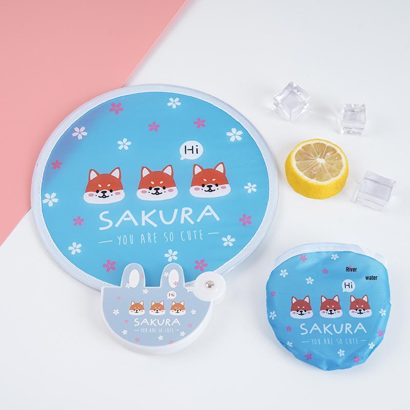 Mini Cartoon Handheld Folding Fan - Cute Student Design with Customizable Logo