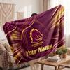 Brisbane Broncos Flannel Blanket, Custom Name Text Personalized Soft Throw Blanket Home Decor Gift