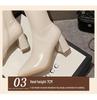 Women's White Non-Slip High-Top V-Cut Knight Boots - Pointed Toe, High Heel, Autumn/Winter 2025