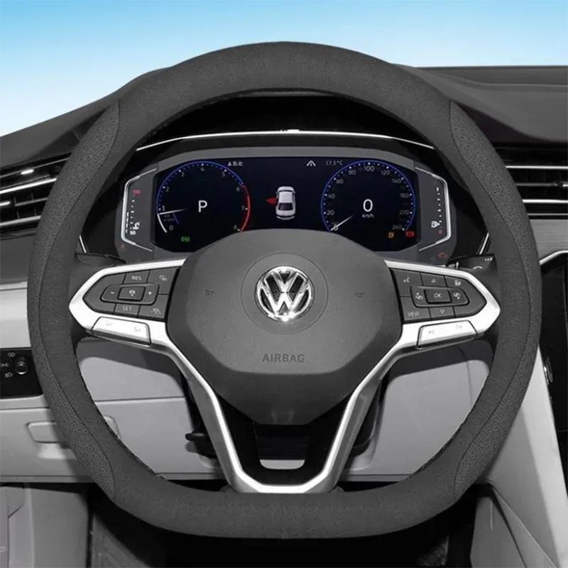 Leather Car Steering Wheel Cover for Volkswagen ID5 ID4 ID3 ID7 ID6 Pro Crozz GTX    2024 Auto Interior Accessories