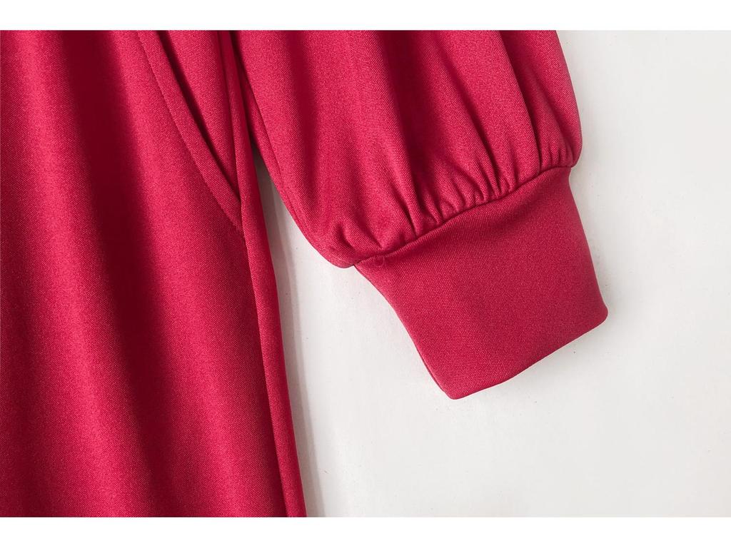 V-Ausschnitt Laternenärmel Weites Bein Jumpsuit für Damen - Herbst/Winter Mode