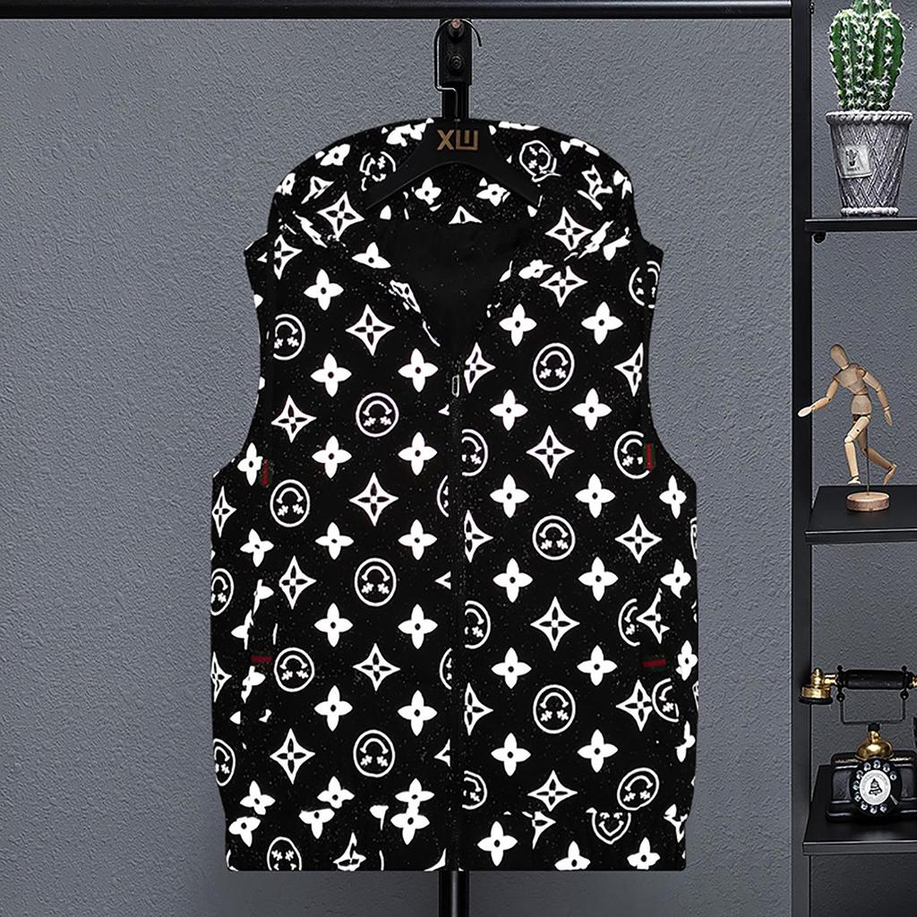 Korean Style Reflective Letter Cotton Vest: Warm, Hooded, Slim Fit Sleeveless Jacket for Men