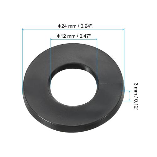 PATIKIL M12 Rubber Flat Washers, 24-Pack, 12mm Inner Diameter, 24mm Outer Diameter, 3mm Thick, Black, for Sealing Spacers, Gaskets, Rings, Faucet Pipe