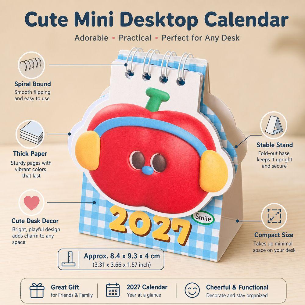 Mini Desk Calendar Spiral Desk Calendar Cartoon Paper Calendar To Stand Neatly Home Office