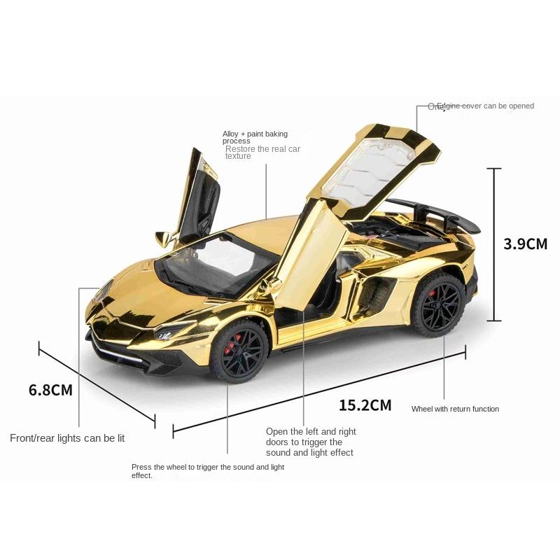 1:32 Galvanisiertes Lamborghini SVJ LP750 Supercar-Modell mit Sound und Licht Kinder Jungen Diecast Spielzeugfahrzeug Miniatur Weihnachten