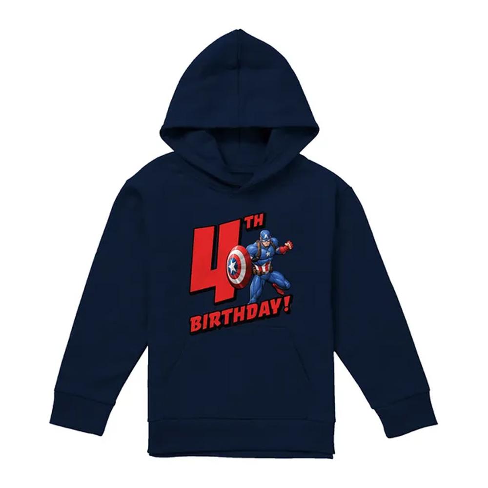 Captain America Childrens/Kids Pull Over 4th Birthday Hoodie