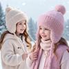Conjunto de Invierno Cálido de Punto para Niños Gorro con Pompón Bufanda Guantes Set de 3 Piezas o Gorro Individual Protección para los Oídos Cortavientos Para Niños Niñas Clima Frío Exterior