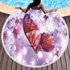 Cherry Blossom Round Beach Towel,Cherry Blossom Tree In The Sun Sand Anti-Sand Beach Blanket Absorbent Quick Dry Soft Pool Towel