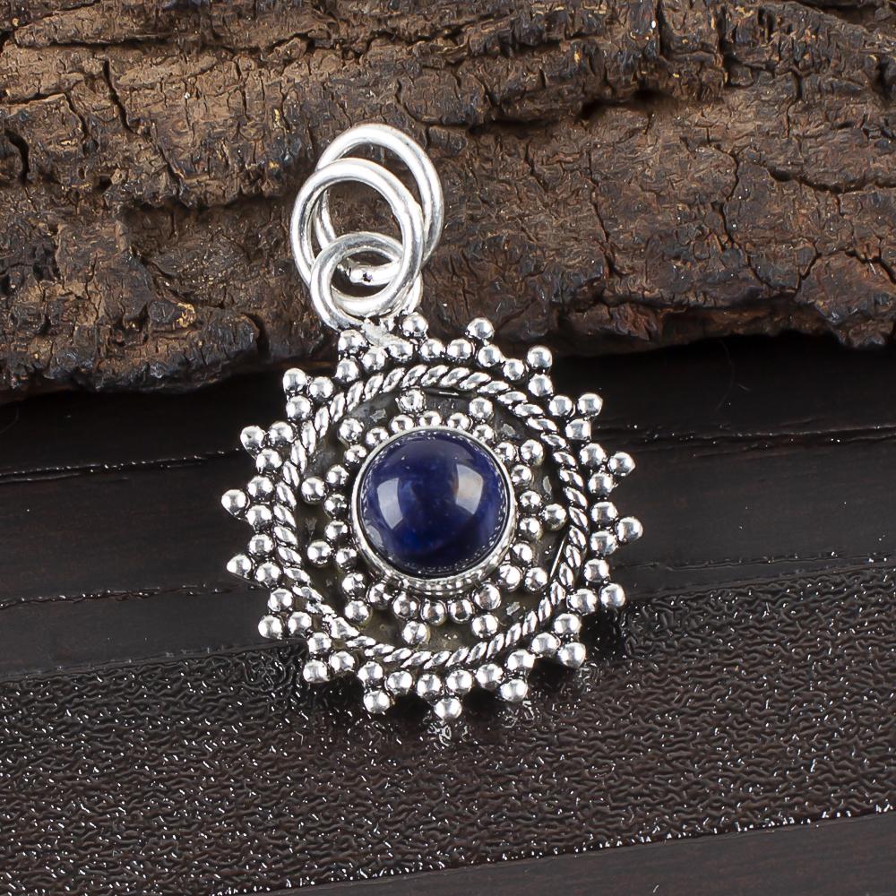 

Подвеска из драгоценного камня содалит ручной работы, 925 пробы, серебряная подвеска, антикварная бижутерия, подвеска для подарка на помолвку 1.03 Inches синий