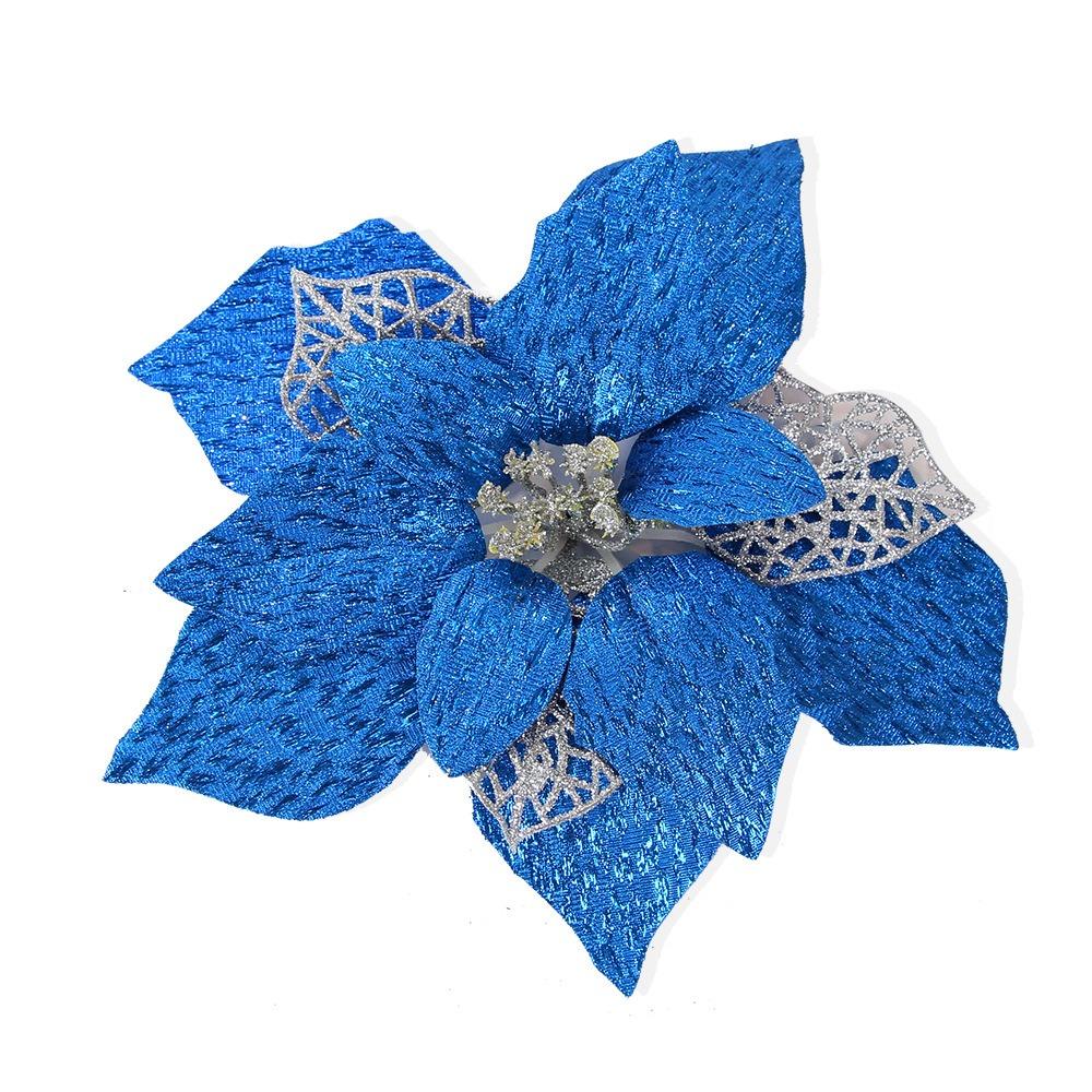 

Sequins Artificial Poinsettia Flower Simulation Christmas Tree Decorations Hotel Office Decor синий
