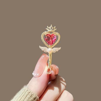 Magic Wand Love Wings Brooch High-End Female Exquisite Cute Brooch Anti-Light Buckle Pin Clothes Accessories