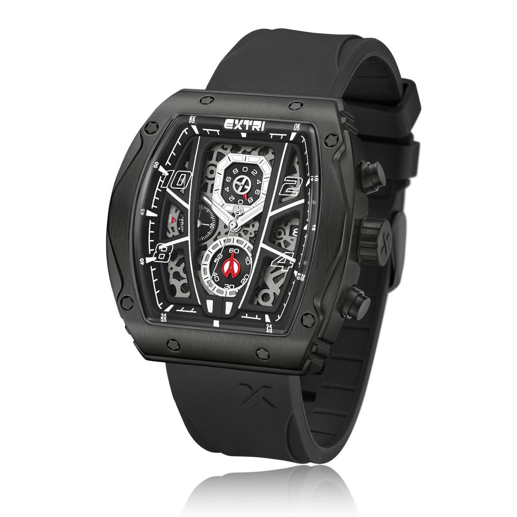Extri Men'S Silicone Strap Watch Fashion Waterproof Luminous Quartz Watch