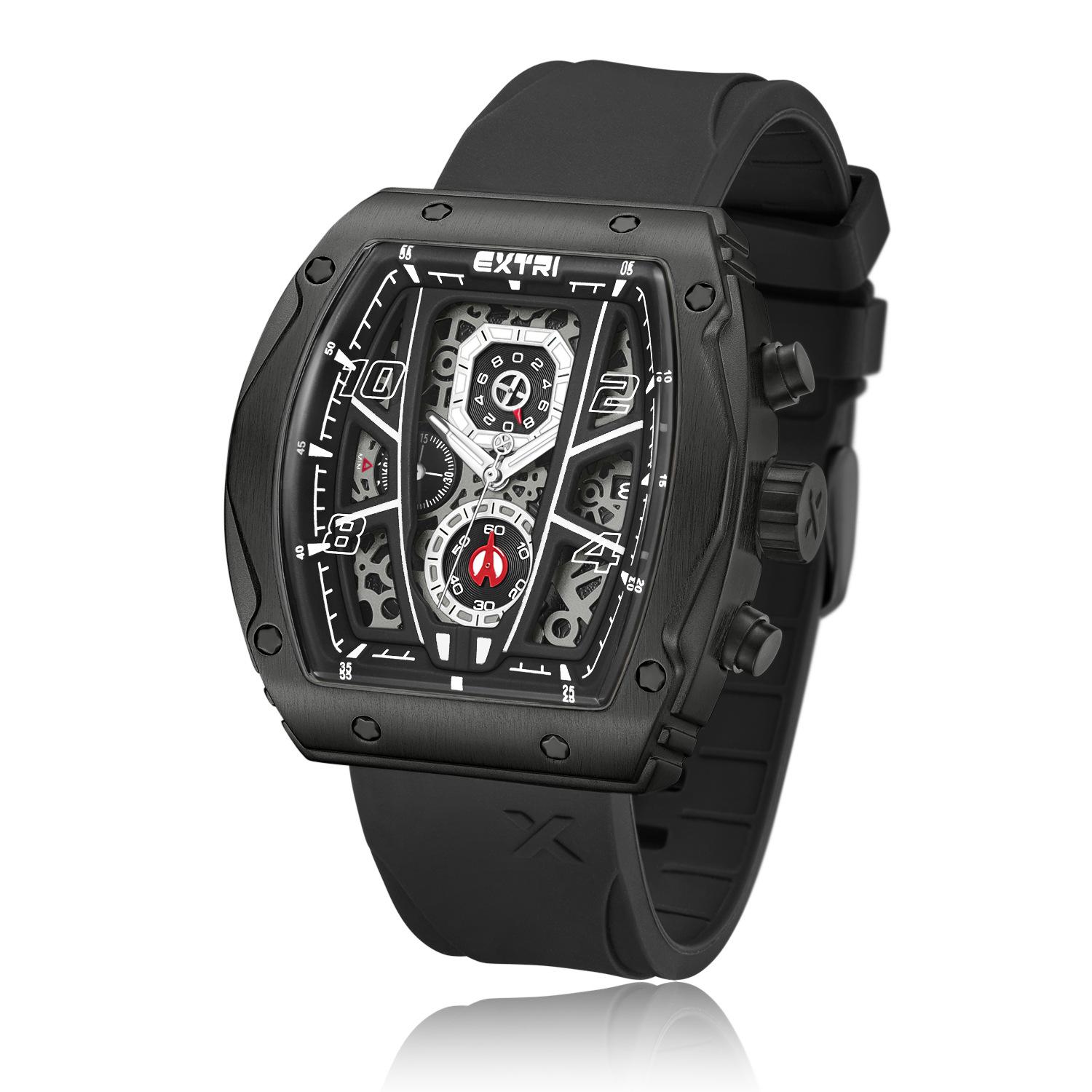 Extri Men S Silicone Strap Watch Fashion Waterproof Luminous Quartz Watch
