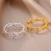 18K Gold-Plated Stainless Steel Geometric Ring, Unisex Jewelry