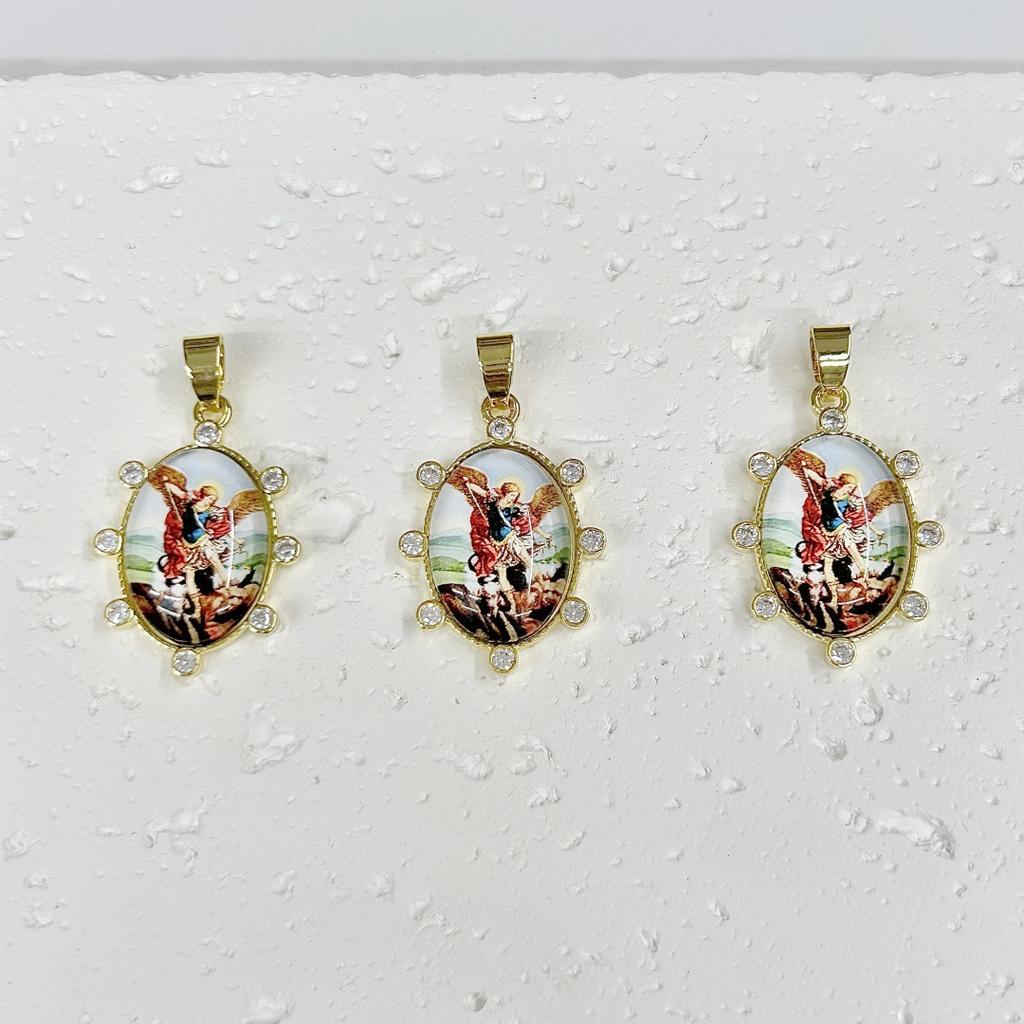 Oval Copper Personality Trendy Portrait Virgin Mary Pendant Necklace Bracelet Accessories Material