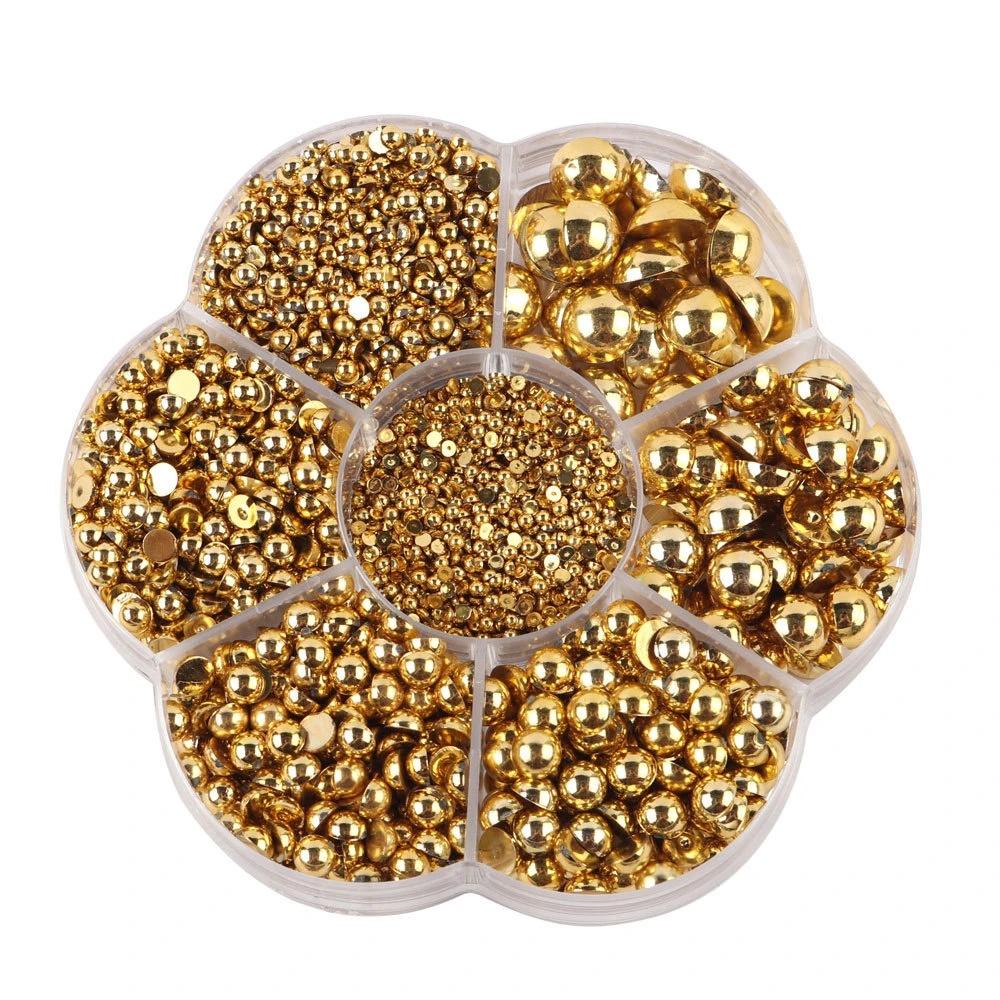 Mixed Size 7 Grid Box Half Pearl Flat Bottom AB Imitation Pearl Accessories Headwear Hair Accessories Clothing DIY Rod Diameter