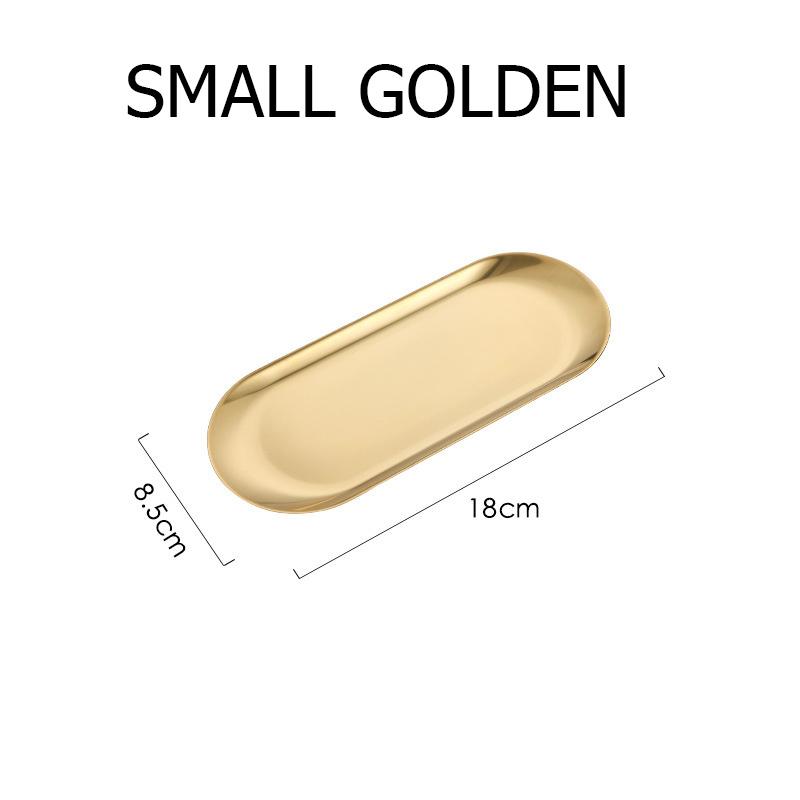 1 Pcs Stainless Steel Gold Dining Plate Dessert Plate Nut Fruit Cake Tray Snack Kitchen Plate Western Steak Kitchen Plate Dish MYY