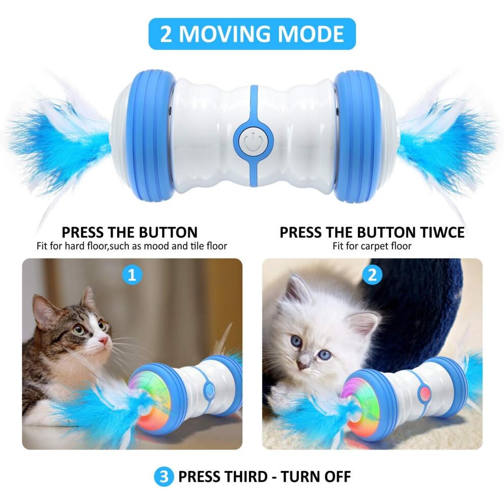 Interactive Cat Toy, Electric Automatic Robotic Cat Interactive Teaser With Super Low Noise Design And Four Feather Accessories For Stimulating Cats H
