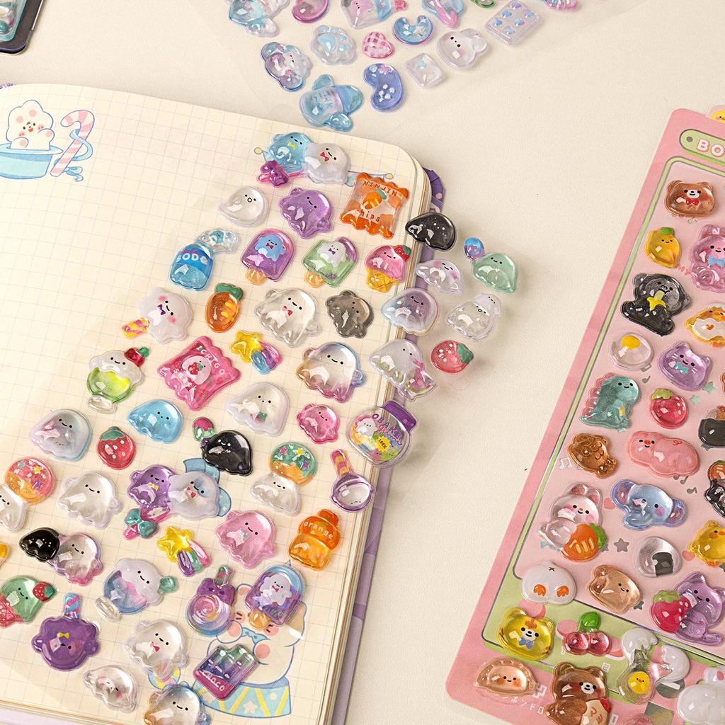 Cartoon Candy Fruit Ice Cream Animal Vegetable 3D Stickers For Scrapbooking Diy Crafts Nail Decorations And Stationery Stickers