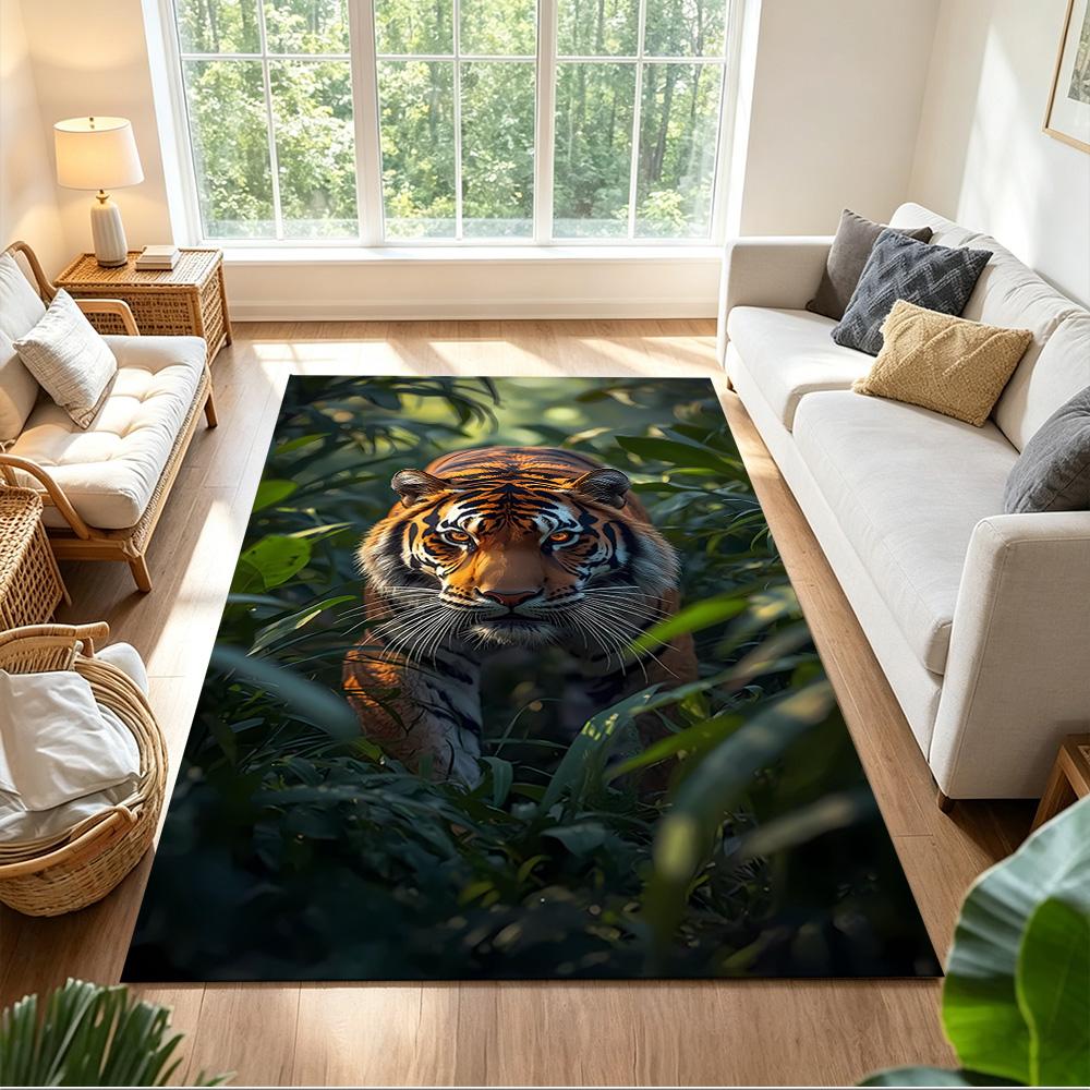 Wild Tiger In Jungle Non-Slip Home Carpet Design for Office Decor Living Room Bedroom Gift