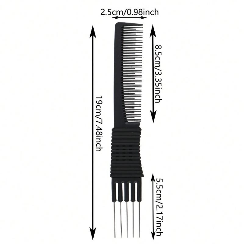 1PC Hair Styling Comb with 5 Steel Pins Lift Teasing Comb Fine Tooth Detangling Hair Comb