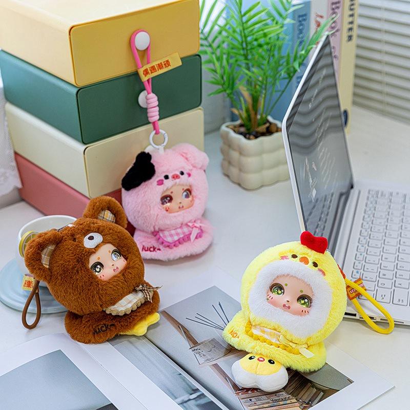 Peluche Lindo Muñeco de Pegamento Dibujos Animados Muñeco de Moda Colgante para Bolso Llavero Regalo de Cumpleaños