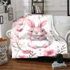 1pc Rabbit Flowers Blanket Lightweight Flannel Throw for Sofa Bed Travel Camping Livingroom Office Couch Chair