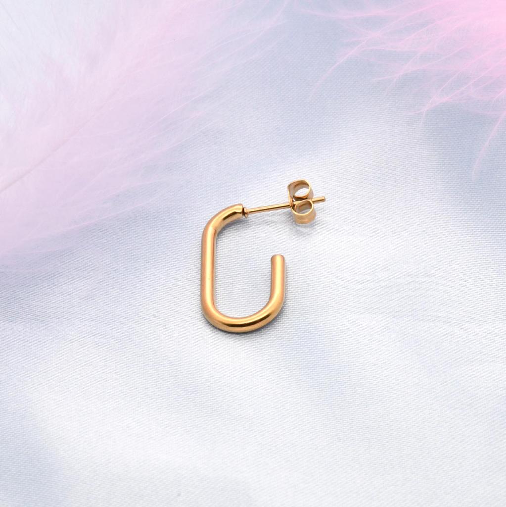 Trendy U-Shaped Stainless Steel Geometric Oval Earrings