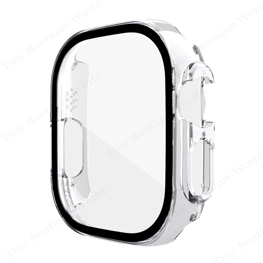 Glass+case For Apple Watch Ultra/Ultra 2 49mm Strap Smartwatch PC Bumper+Screen Protector Tempered Cover for Iwatch Series Ultra