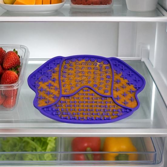 Pet Slow Food Mat with Strong Suction Cup, Puppy Head Design Pet Feeding Mat, Dog Slow Eating Bowl Accessory for Prevent Choking Anxiety Relief