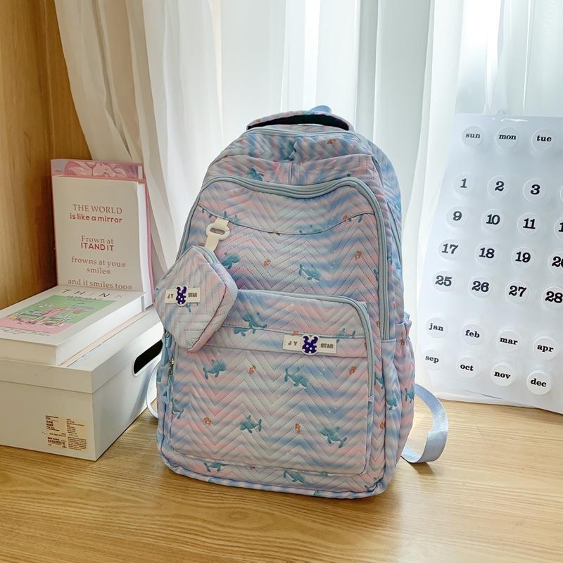 Zebra Print Backpack Women's Large Capacity Backpack Student School Bag with Coin Purse