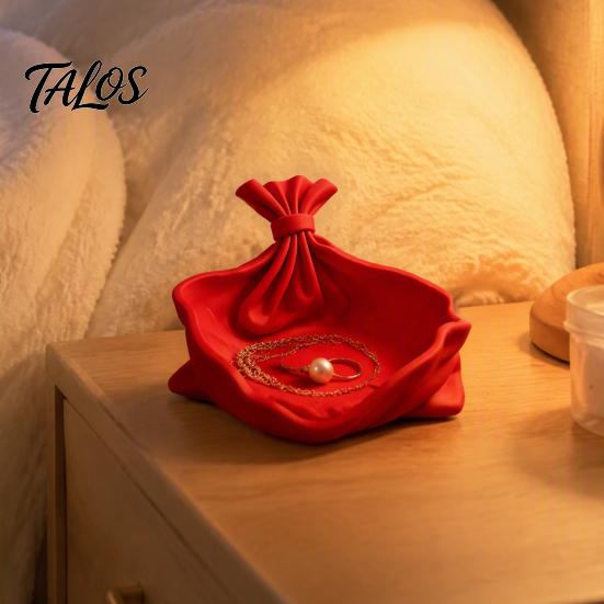 Unique Christmas Decoration 3D Printed Pleated Bag Shaped Candy Bowl, Desktop Snack Holder Small Item for Entryway Table, Decorative Storage