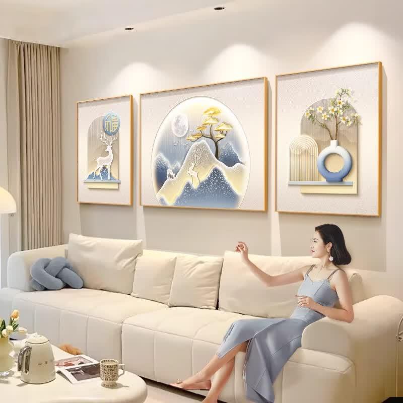 Декоративное настенное искусство триптих в кремовом стиле Maojiujiang 3-Panel (50x70/100x70/50x70cm)