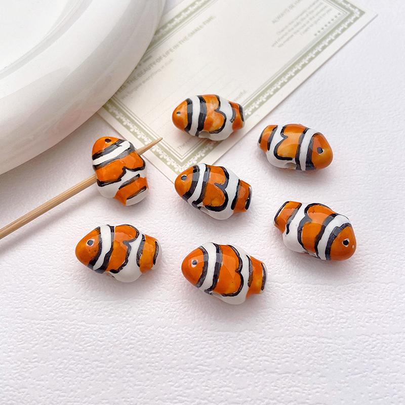1 шт. Милые Полосатые Расписные Маленькие Рыбки Бусины Шармы Керамические Разделители Россыпные Бусины Для Изготовления Украшений Браслет Аксессуары as the picture
