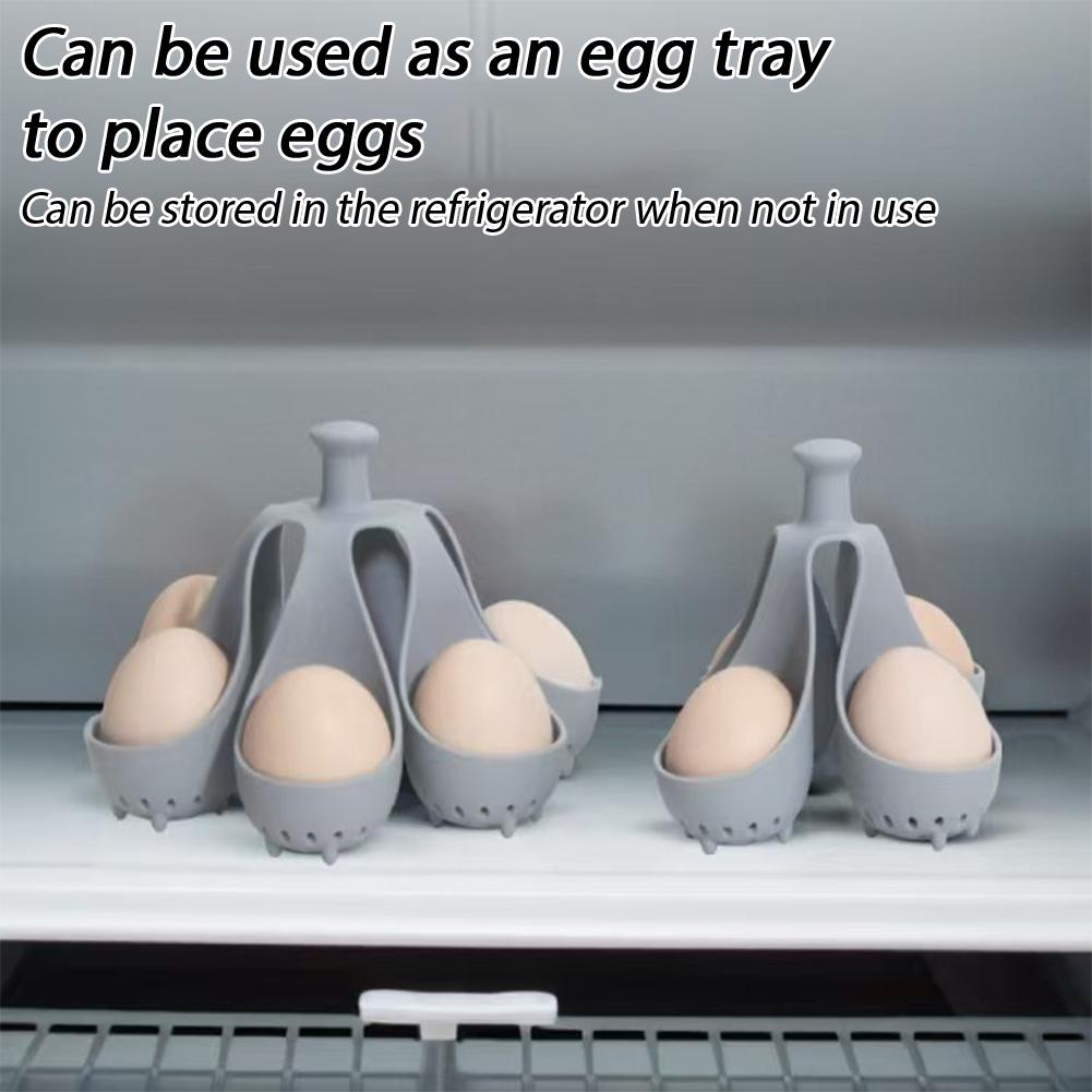 Heat-Resistant Silicone Egg Steaming Basket Multicavity Egg Cooker Holder For Boiling Eggs Household Breakfast Prep Gadget