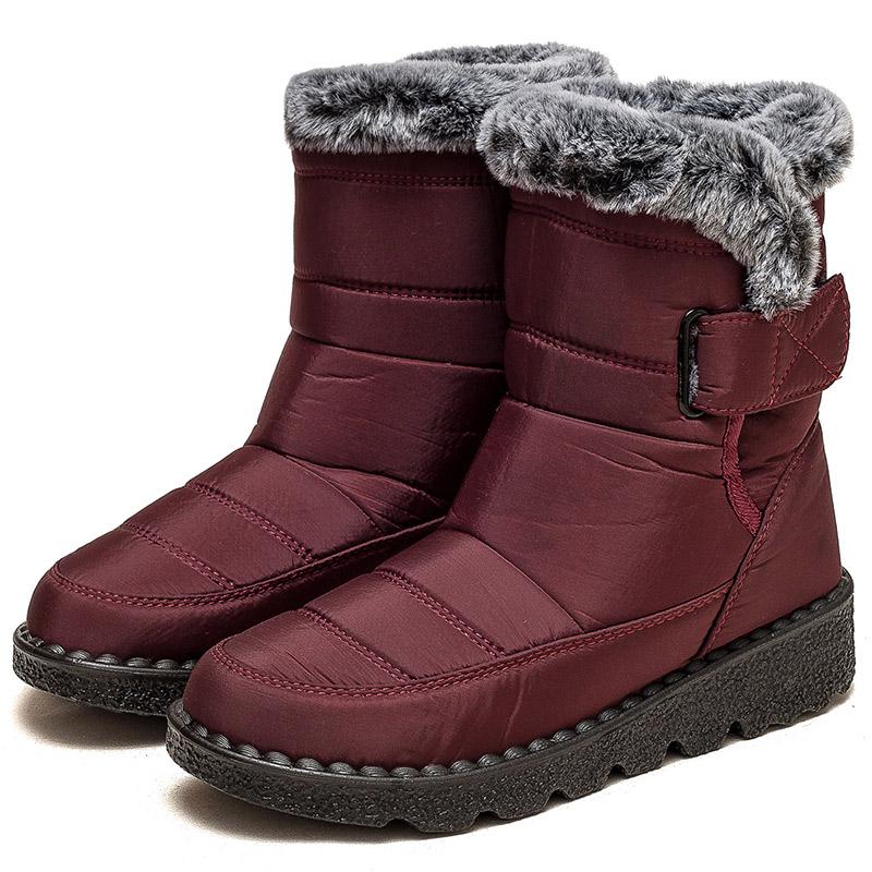 

модные женские сапоги женские сапоги на низком каблуке для зимы ботильоны на платформе зимняя обувь женские легкие меховые ботинки женские туфли на каблуке 44 вино красного