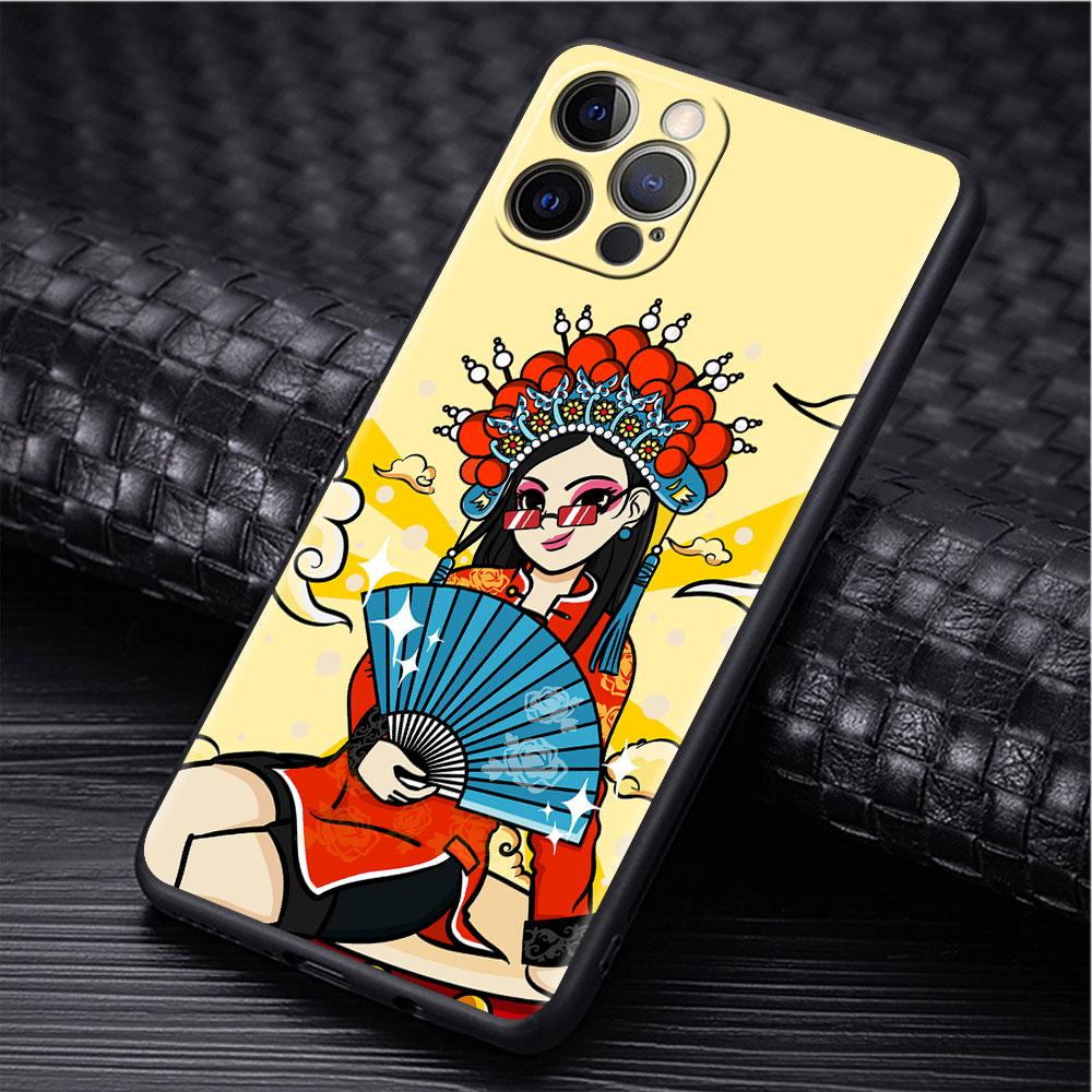 Opera Retro Girl Case For Apple iPhone 14 Pro Max 13 11 12 Mini SE 7 8 Plus X XS 6 6S Silicone Shell Phone Cover Soft TPU Funda