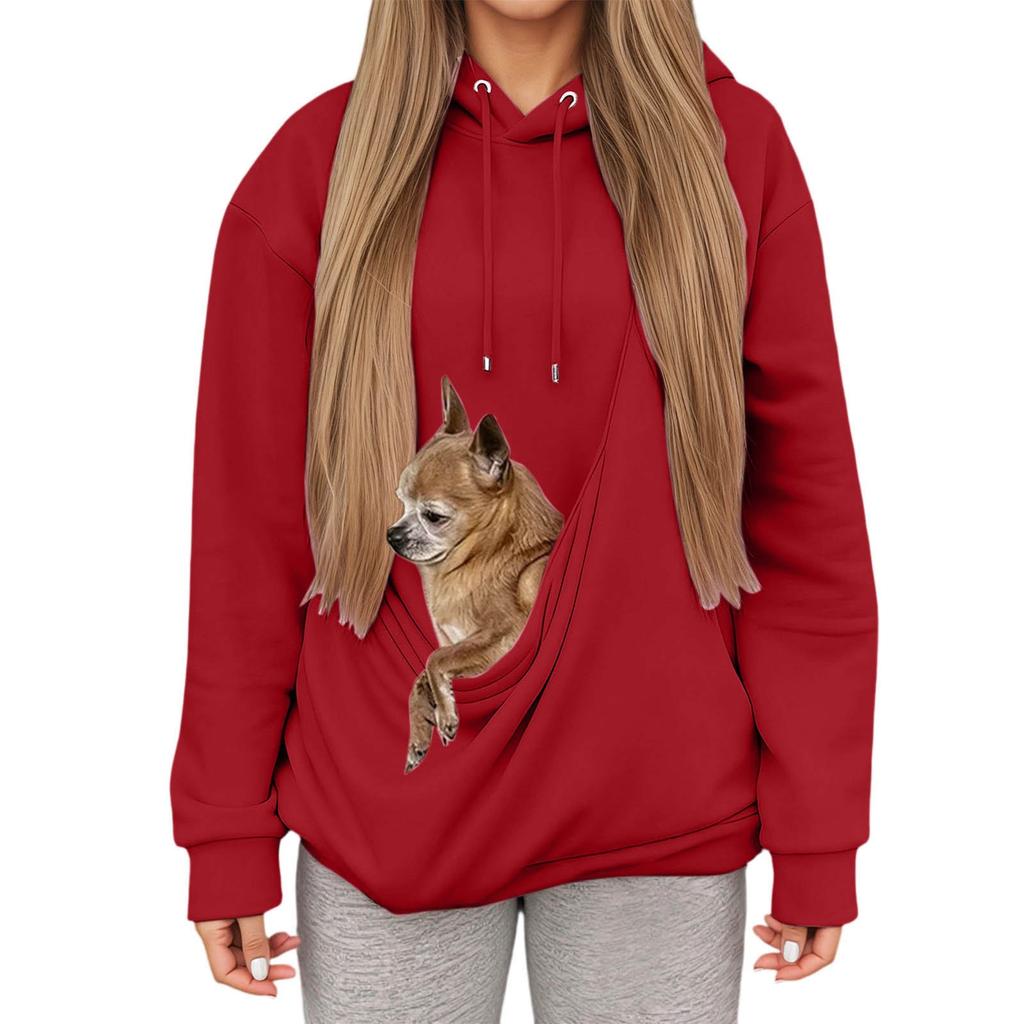 Women's Hoodie, Pet Bag, Sports Shirt, Pet Cat And Dog Pocket Holder, Top