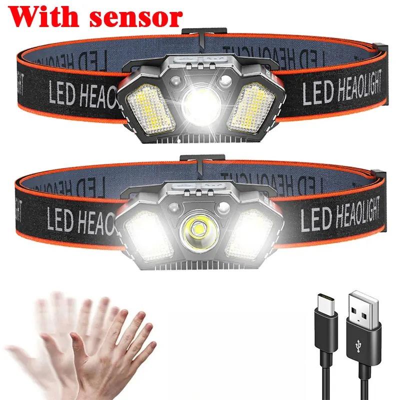LED Multifunctional Strong Bald Light Wave Sensing Headlight Ultra Long Endurance Outdoor Emergency Lighting Work Light